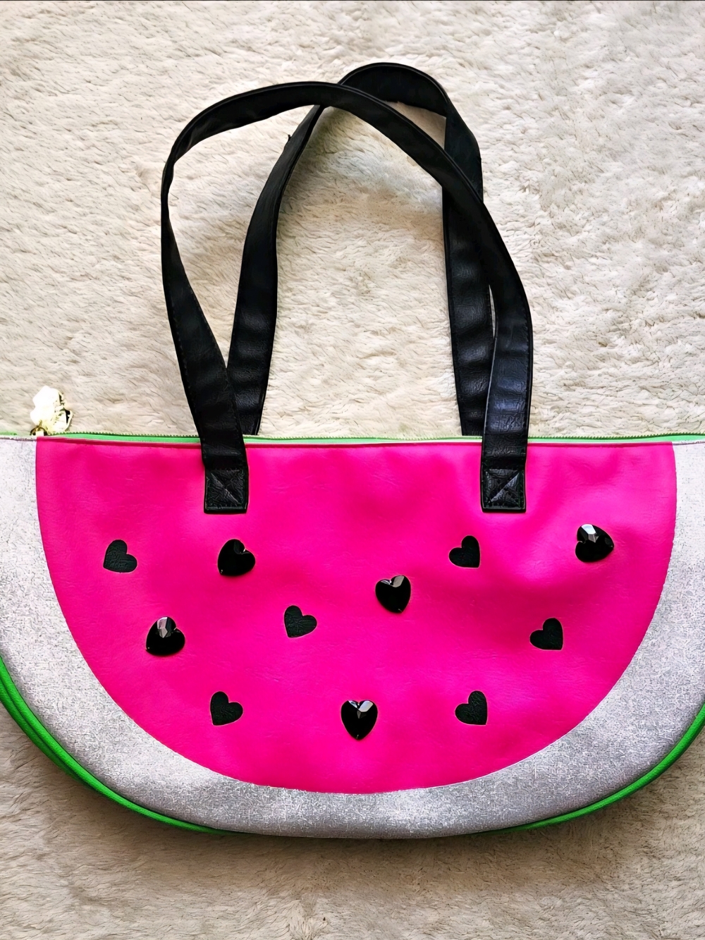 Betsey Johnson Watermelon Shaped Insulated Zip Cooler Tote Handbag
